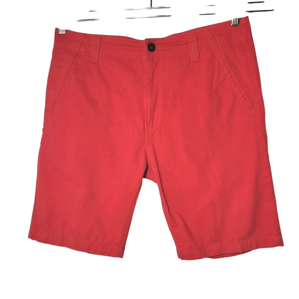 RRJ Authentic Urban Apparel Mens Red Chino Shorts Size 34 Rough Rider Jeans Y2K